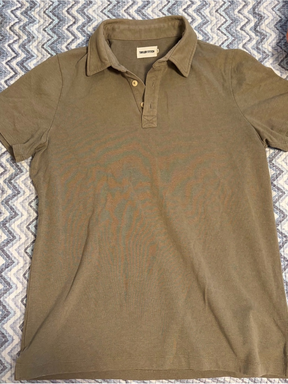 Taylor Stitch Olive Green Short-Sleeve Polo
